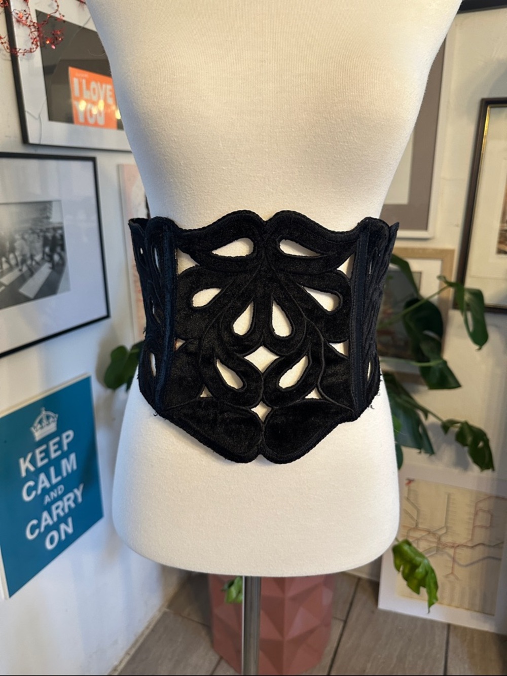 Christie Brown Black Laser-Cut Wide Waist Belt - Women Accessories